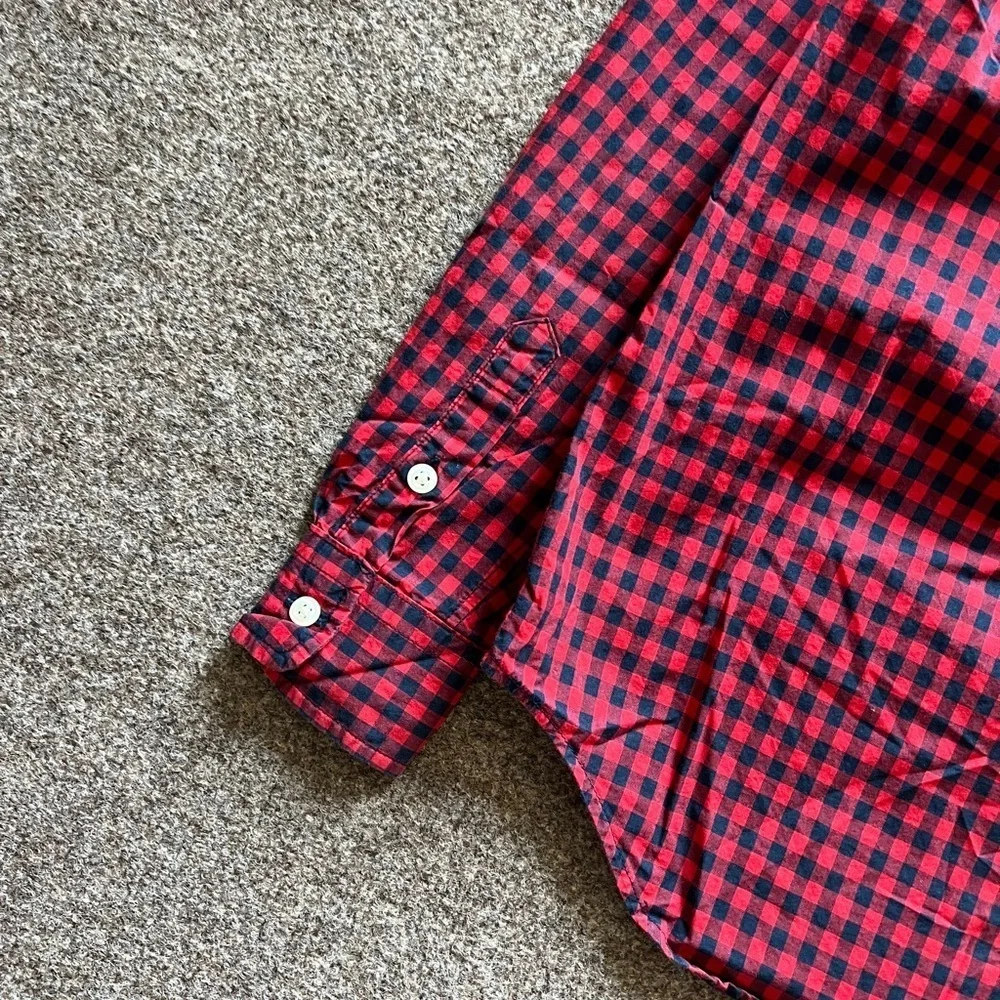 Ralph Lauren Red Navy Gingham Checkered Button Down Long Sleeve Shirt Boys S (8)